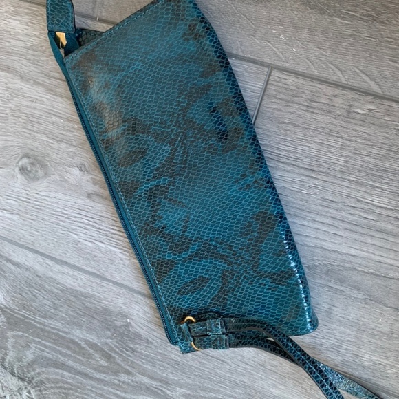 Perlina Wristlet in Teal Snake print Leather - Picture 2 of 3